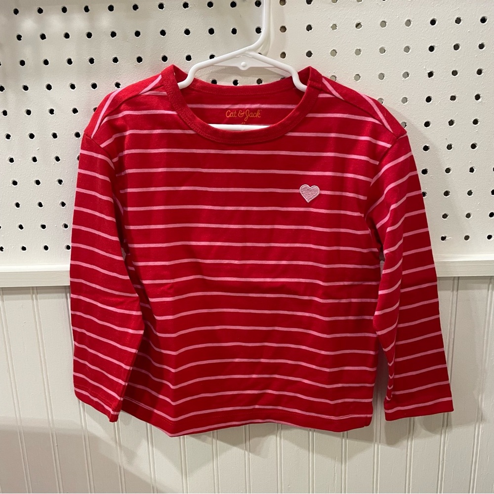 Red striped shirt with heart never worn